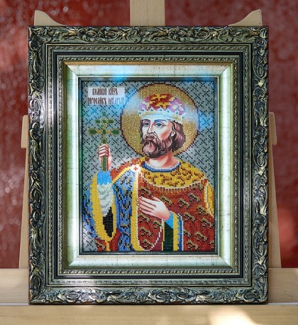 Оформление иконы вышитой бисером "День памяти князя Игоря"