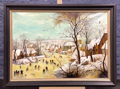 Оформление картины "Зимний Пейзаж"  Питер Брейгель в итальянский деревянный багет